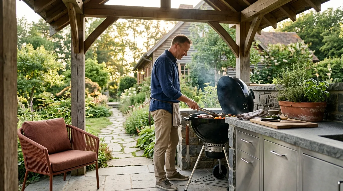 Using a Charcoal Grill in an Outdoor Kitchen Safely